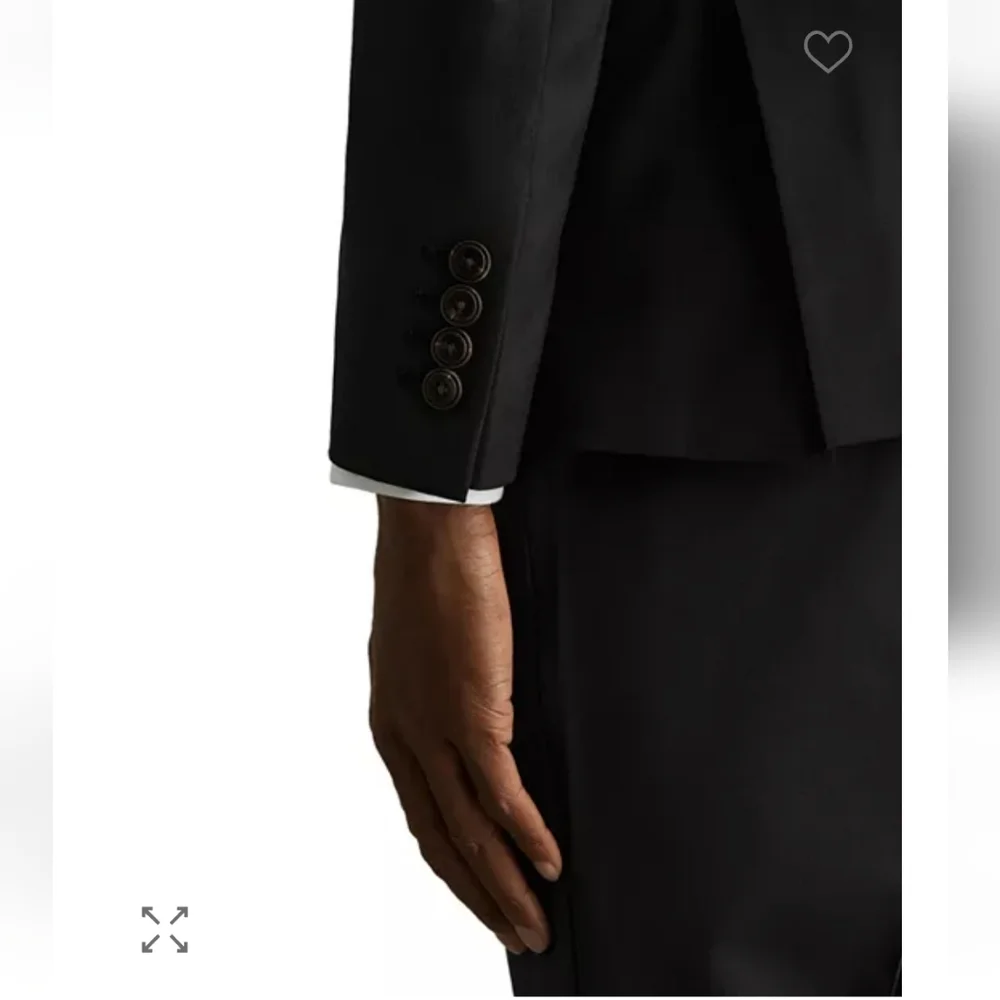 REISS Promise Plain Weave Blazer, Color Black, Size 44 Regular, Retail $475.00US